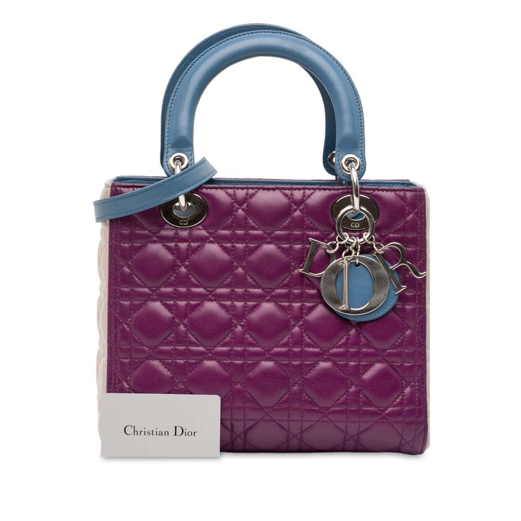 Dior Medium Tricolor Lambskin Cannage Lady Dior - Image 14