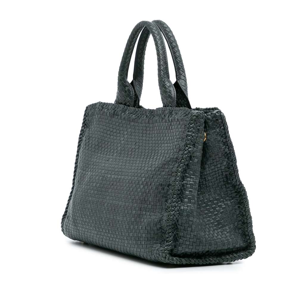 Prada Goatskin Woven Madras Satchel - Back view