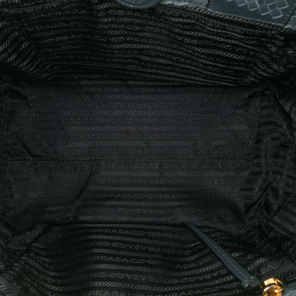 Prada Goatskin Woven Madras Satchel - 4