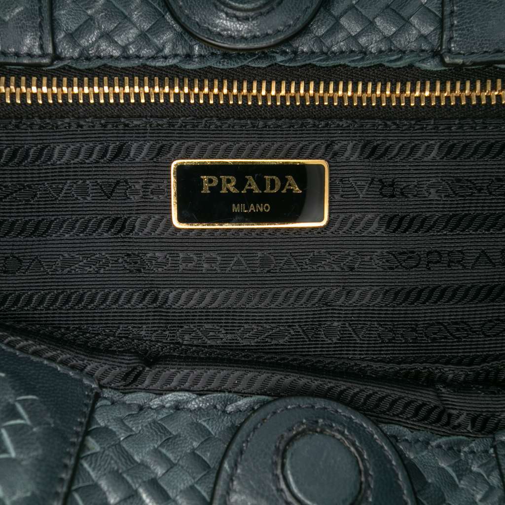 Prada Goatskin Woven Madras Satchel - Side view