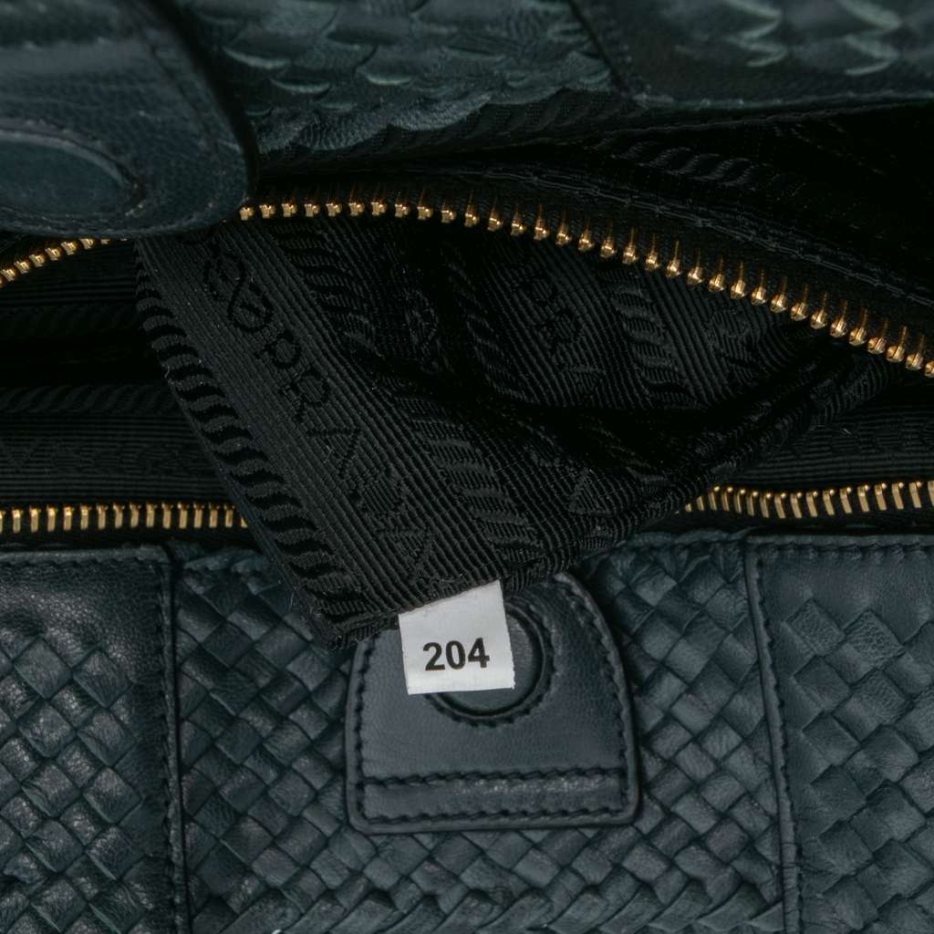 Prada Goatskin Woven Madras Satchel - Detail 1