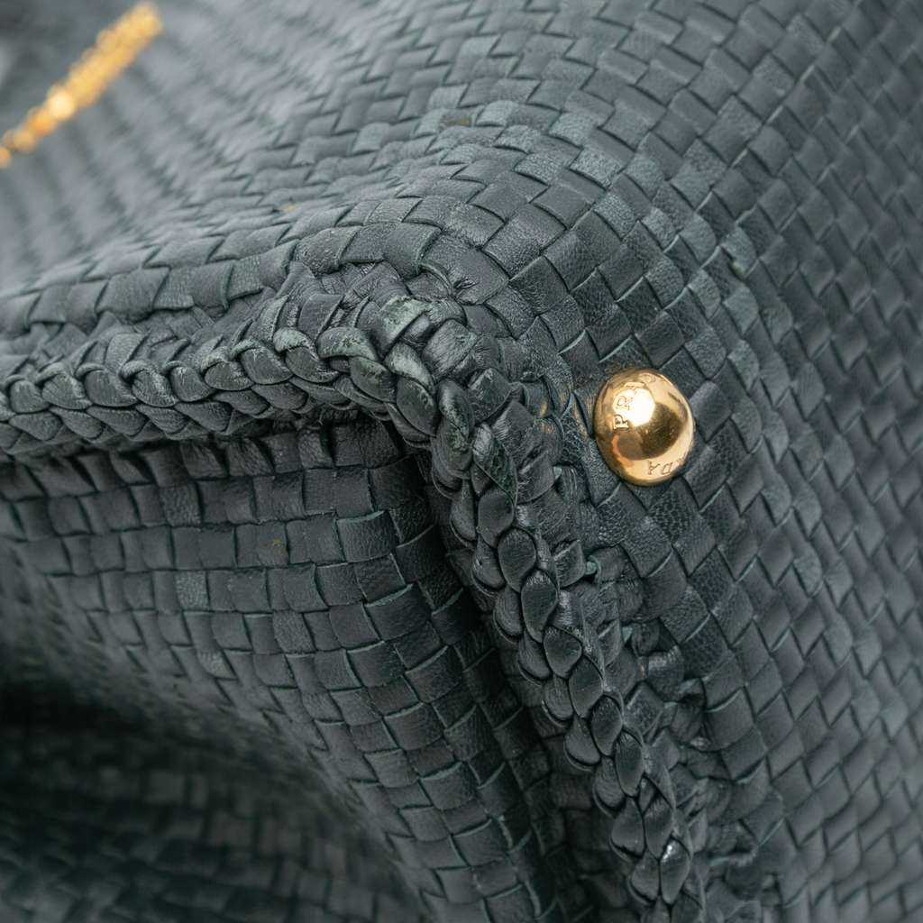 Prada Goatskin Woven Madras Satchel - Detail 2