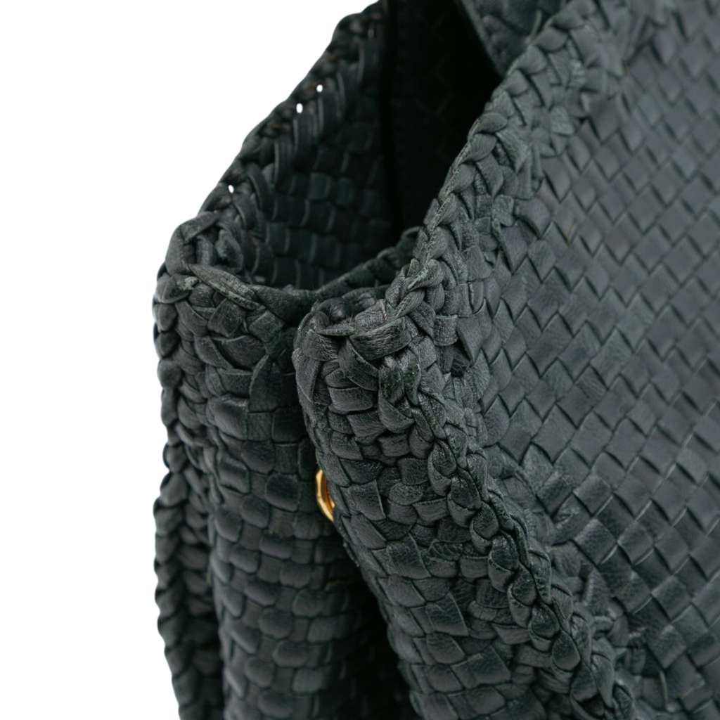 Prada Goatskin Woven Madras Satchel - Image 10
