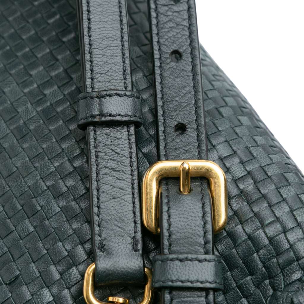 Prada Goatskin Woven Madras Satchel - Image 11