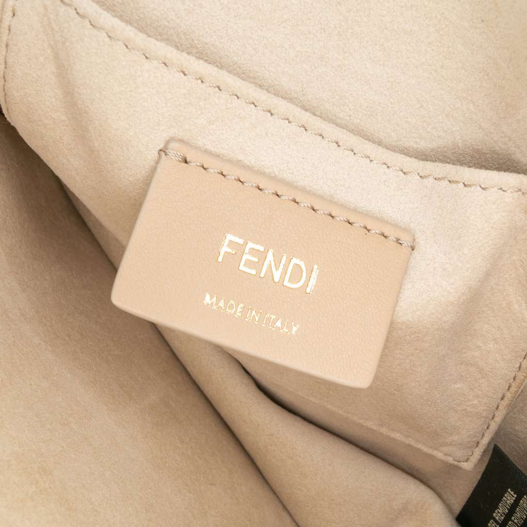 Fendi Small Scalloped Metallic Calfskin Studded Pearl Kan I Crossbody - Side view