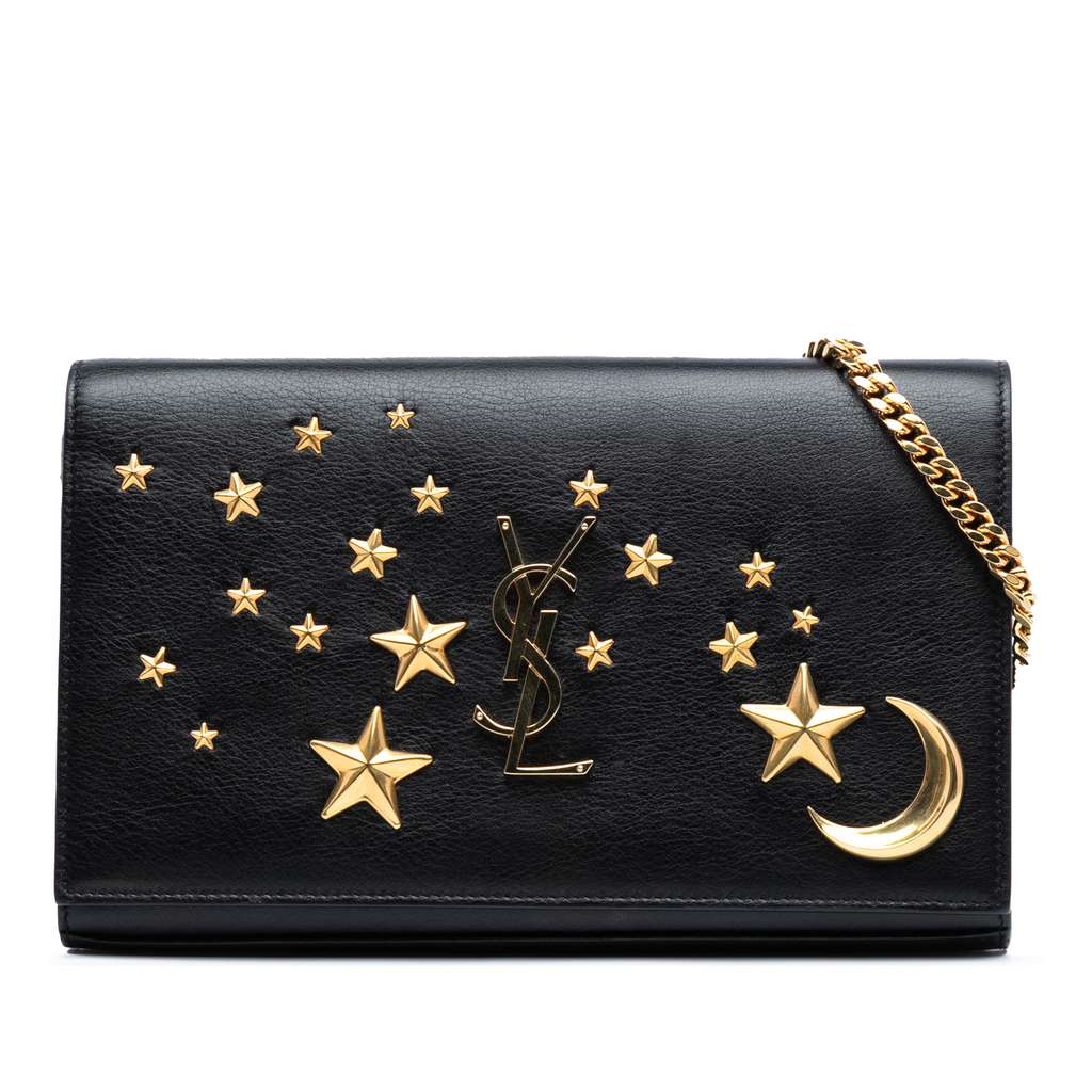 Saint Laurent Leather Moon and Star Monogram Kate Wallet On Chain
