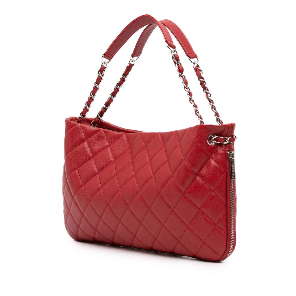 Chanel Quilted Caviar Expandable Zip Tote - Back view