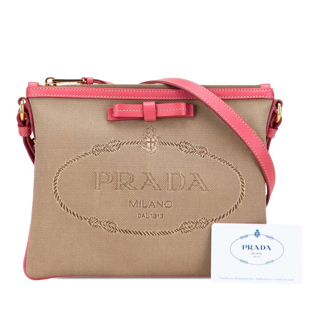 Prada Canvas Canapa Logo Bow Crossbody - Image 12