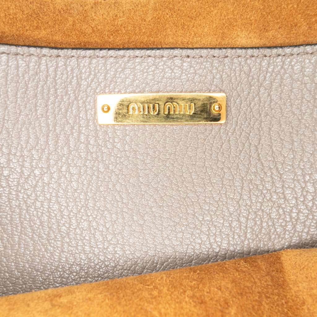 Miu Miu Goatskin Madras Push Lock Tote - 5