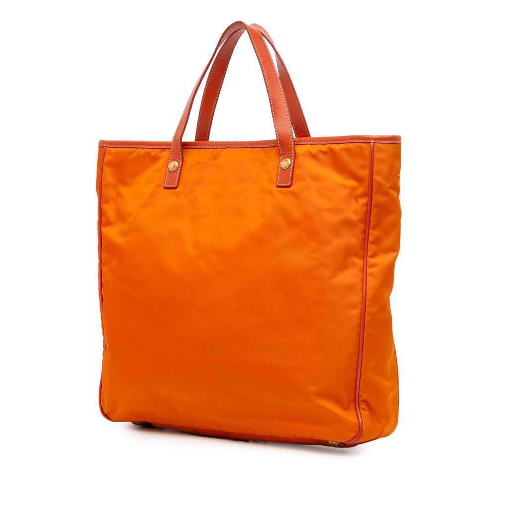 Prada Saffiano Trimmed Tessuto Logo Oro Satchel - Back view