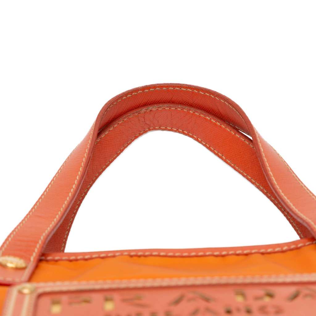 Prada Saffiano Trimmed Tessuto Logo Oro Satchel - Image 11