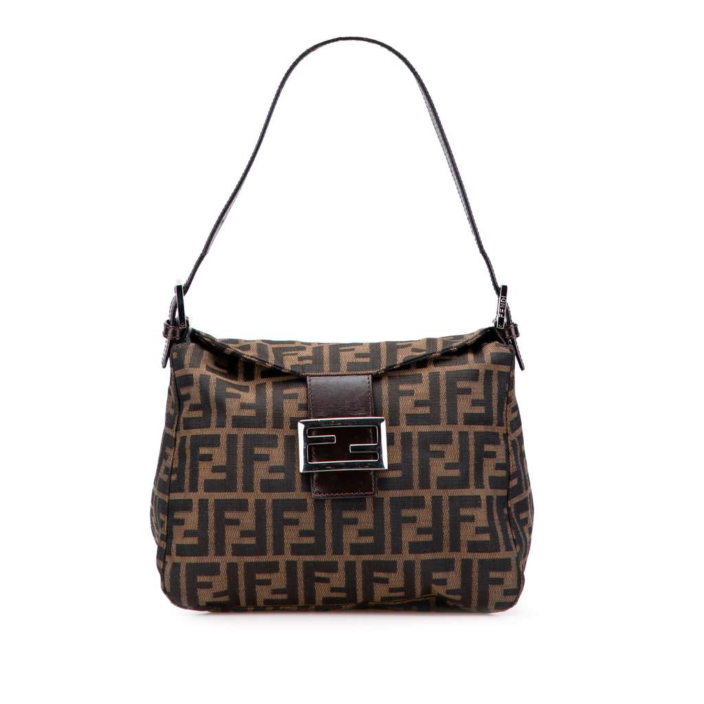 Fendi Zucca Canvas Double Flap Shoulder Bag