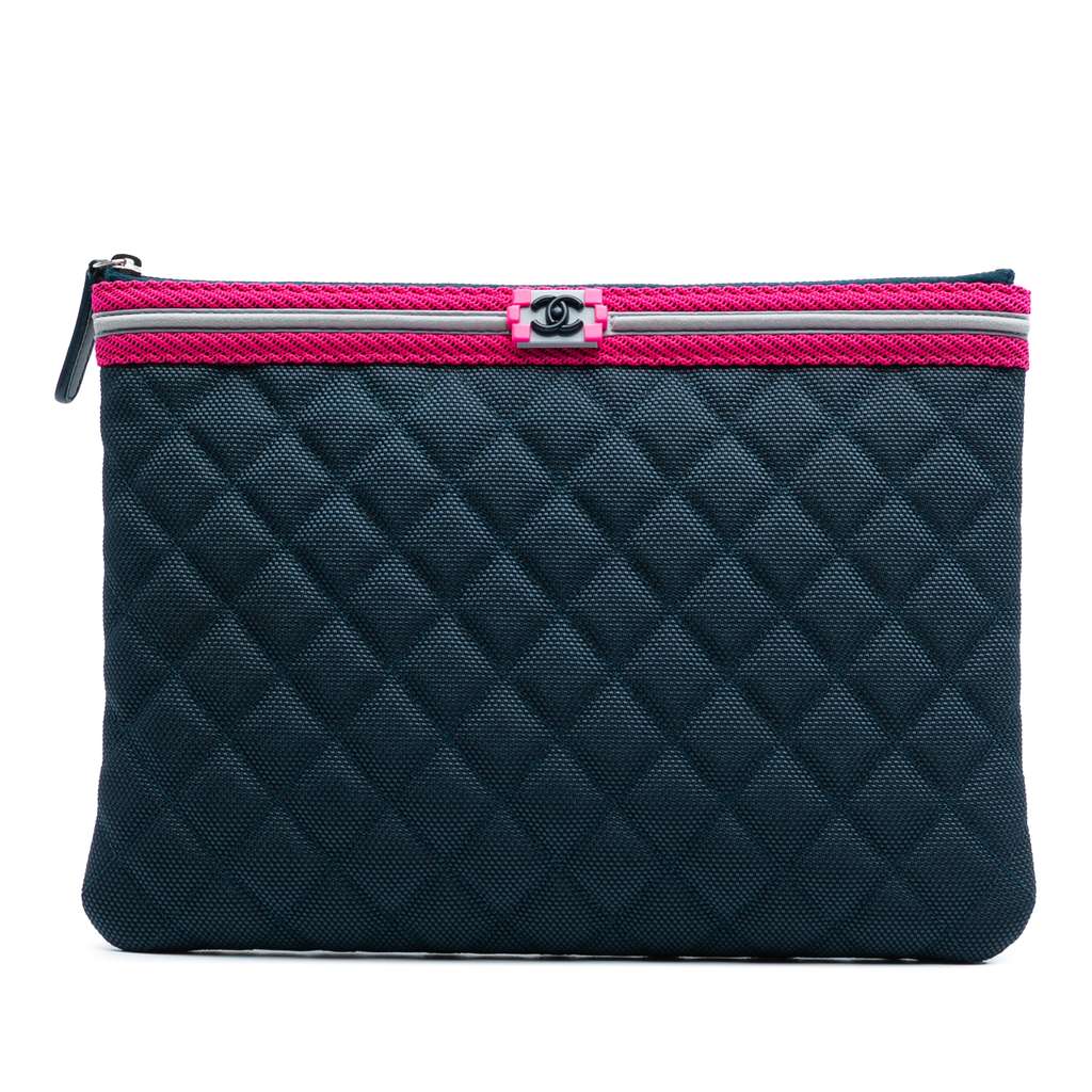 Chanel Medium Quilted Nylon Fluo Boy O Case Clutch