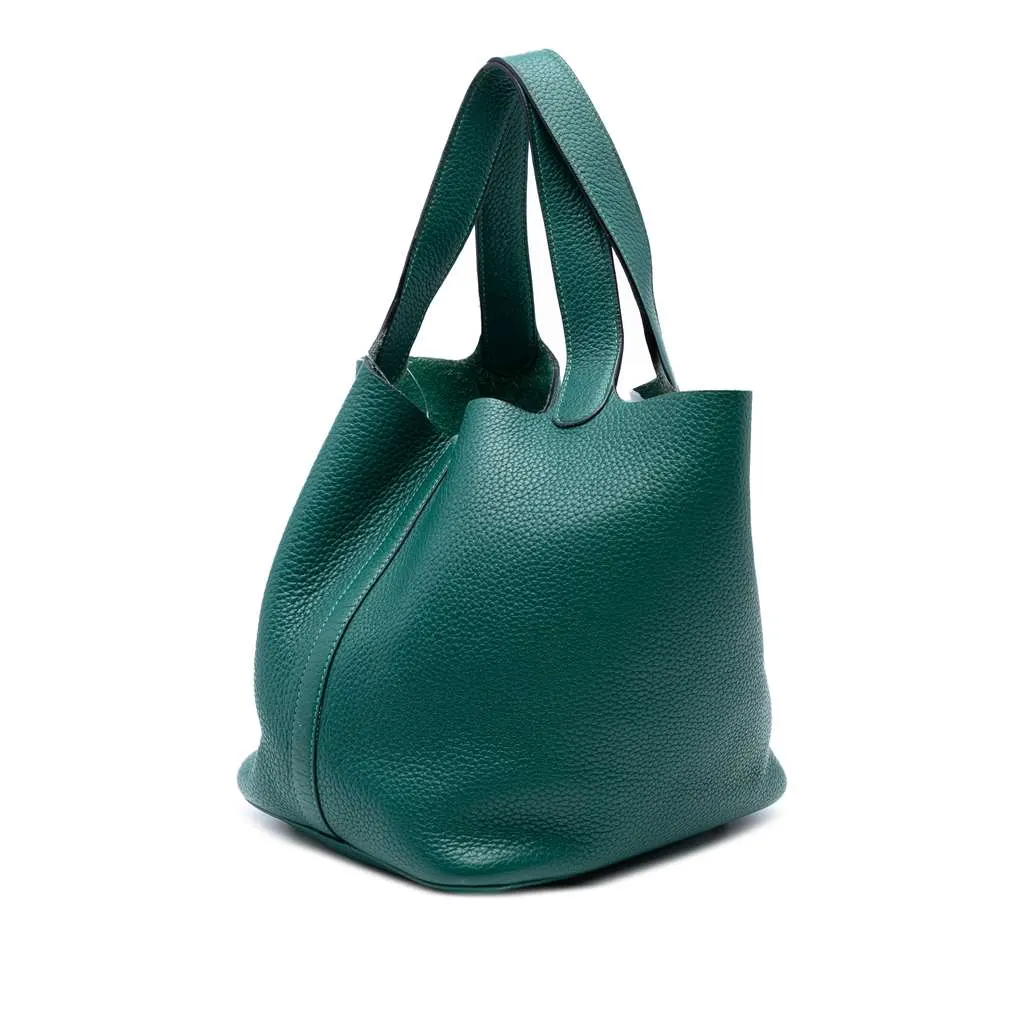 Hermès Clemence Picotin Lock 22 Green Leather Good - Back View