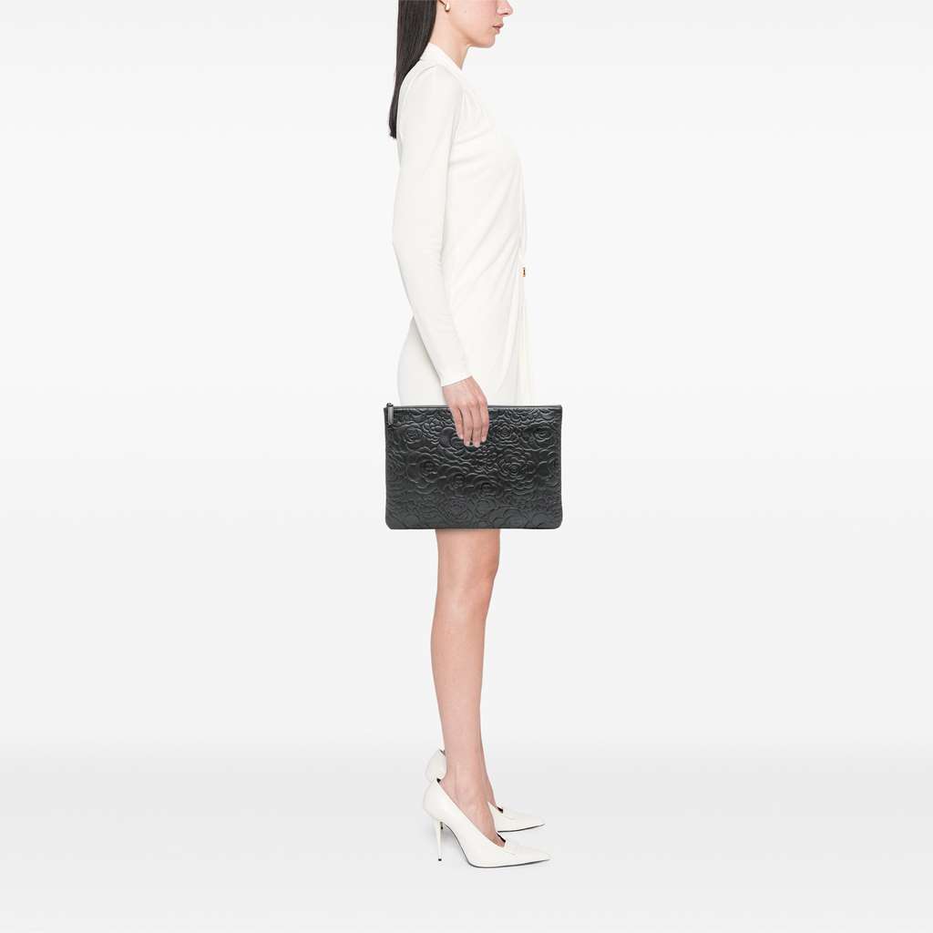 Chanel Large CC Embossed Lambskin Camellia O Case Clutch - Image 13