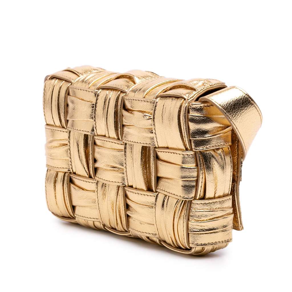 Bottega Veneta Small Metallic Calfskin Intreccio Plisse Cassette Crossbody - 2