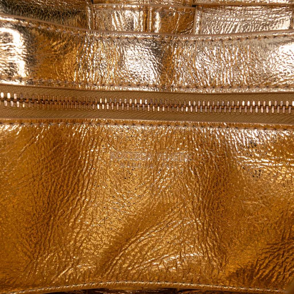 Bottega Veneta Small Metallic Calfskin Intreccio Plisse Cassette Crossbody - 5