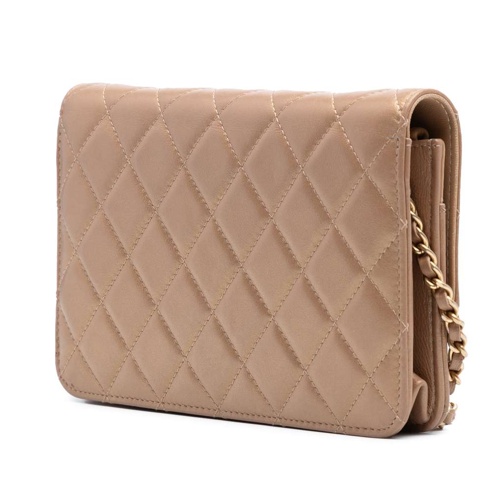 Chanel Quilted Metallic Lambskin CC Chic Wallet on Chain - 2