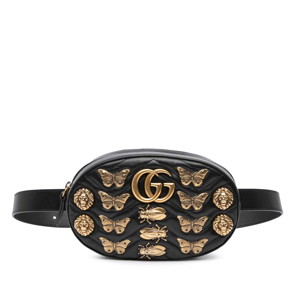 Gucci GG Marmont Matelasse Leather Animalier Belt Bag