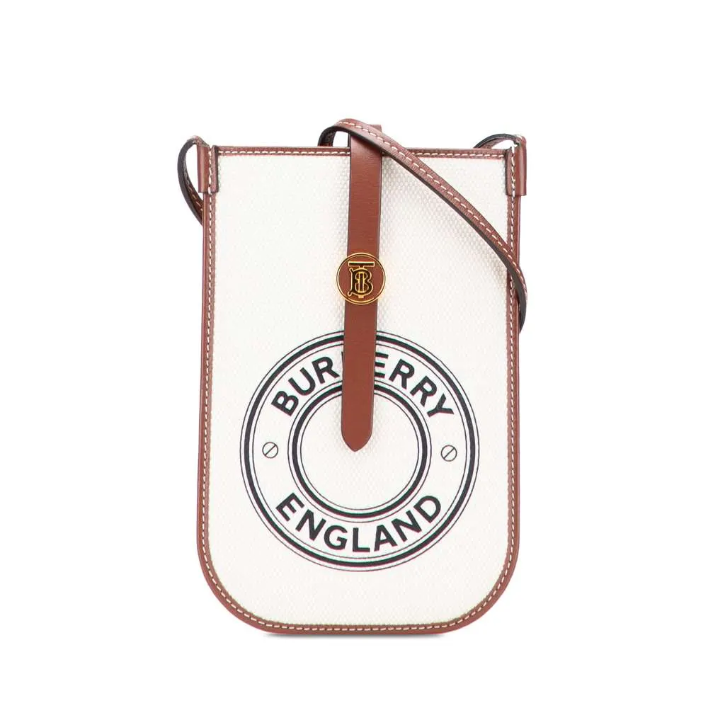 Burberry Canvas Anne Phone Case With Strap White Canvas Good - Front View