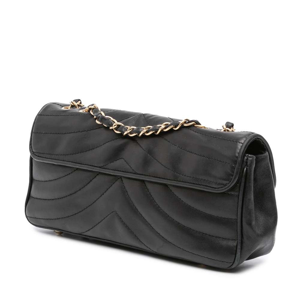 Chanel CC Quilted Lambskin East West Straight Flap - 2