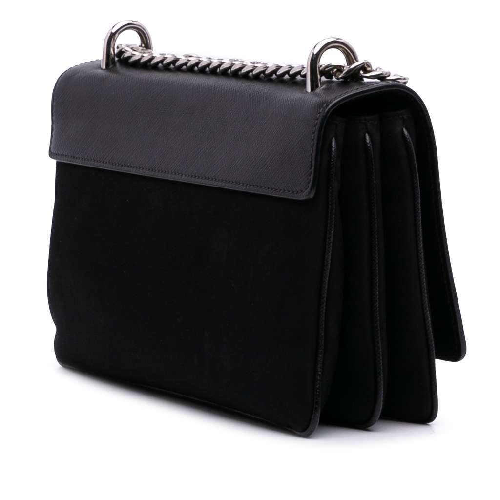 Prada Saffiano Trimmed Tessuto Chain Crossbody - Back view