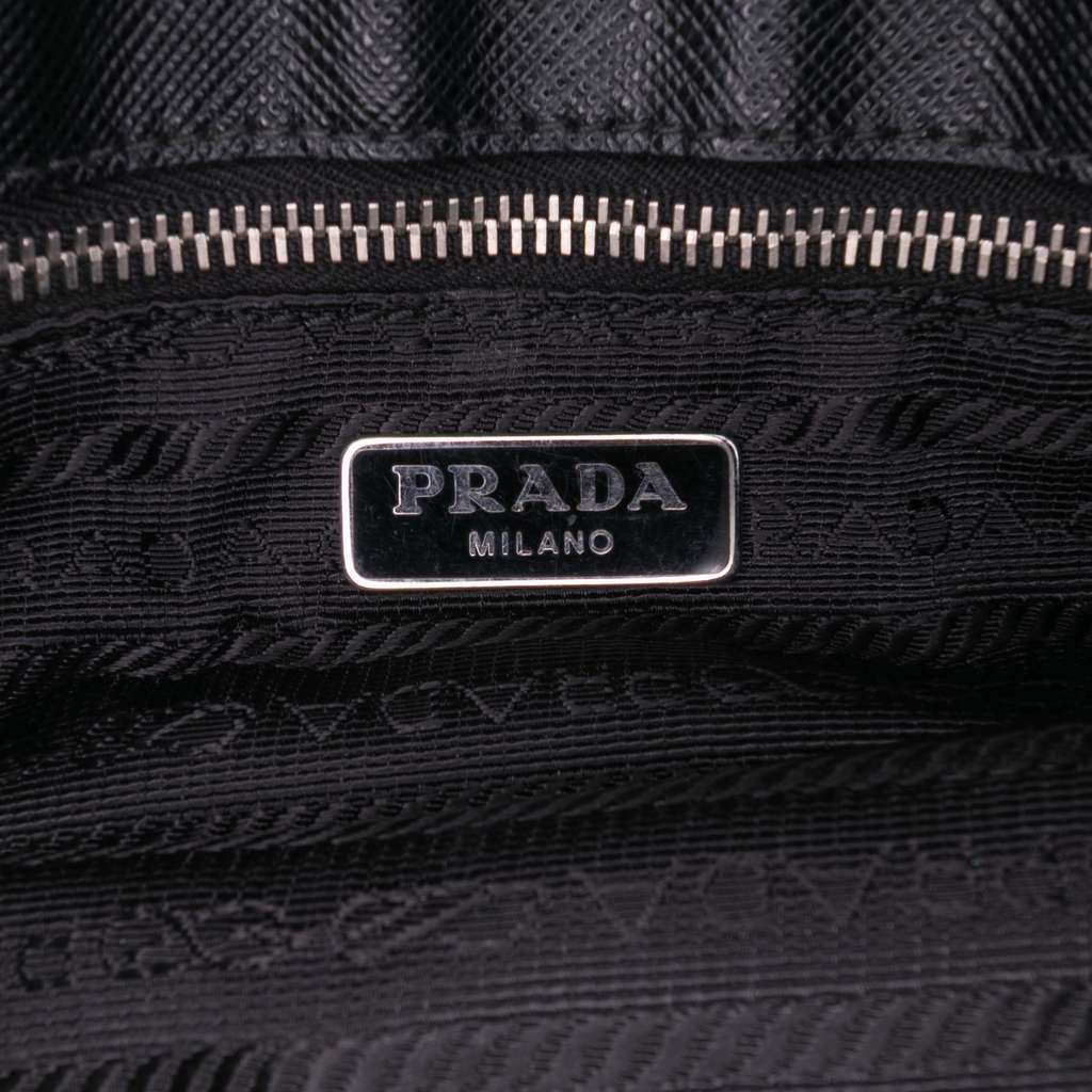 Prada Saffiano Trimmed Tessuto Chain Crossbody - Side view
