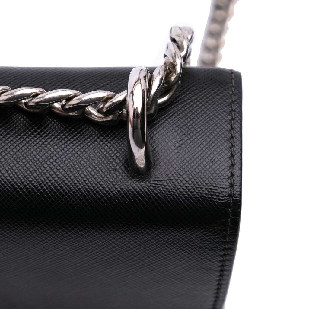 Prada Saffiano Trimmed Tessuto Chain Crossbody - Image 10