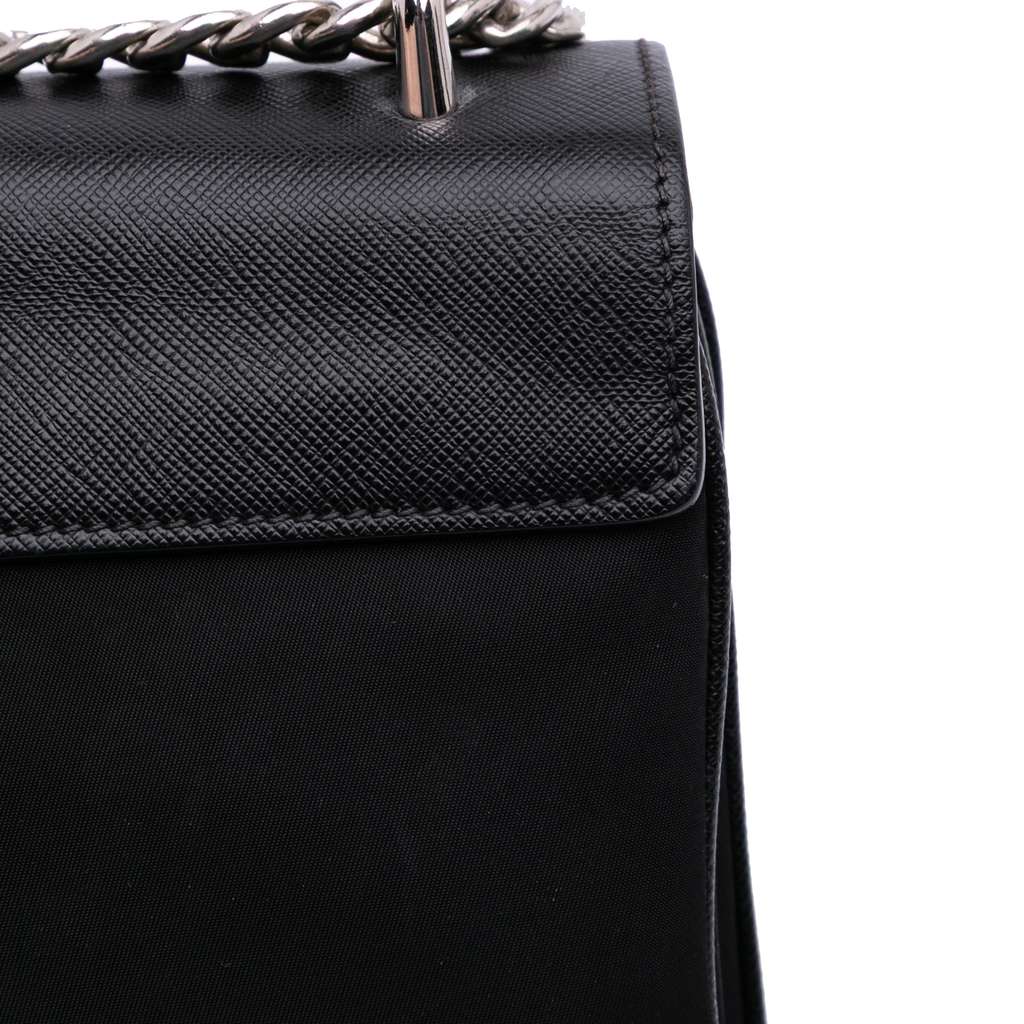 Prada Saffiano Trimmed Tessuto Chain Crossbody - Image 11