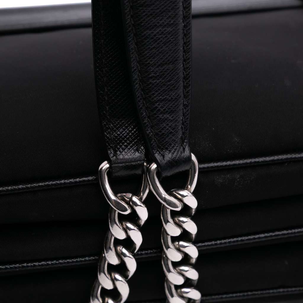 Prada Saffiano Trimmed Tessuto Chain Crossbody - Image 12