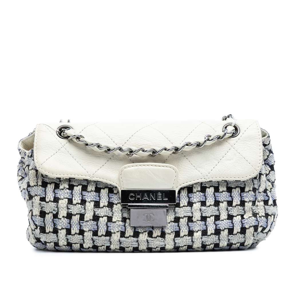 Chanel Tweed and Calfskin Woven Single Flap