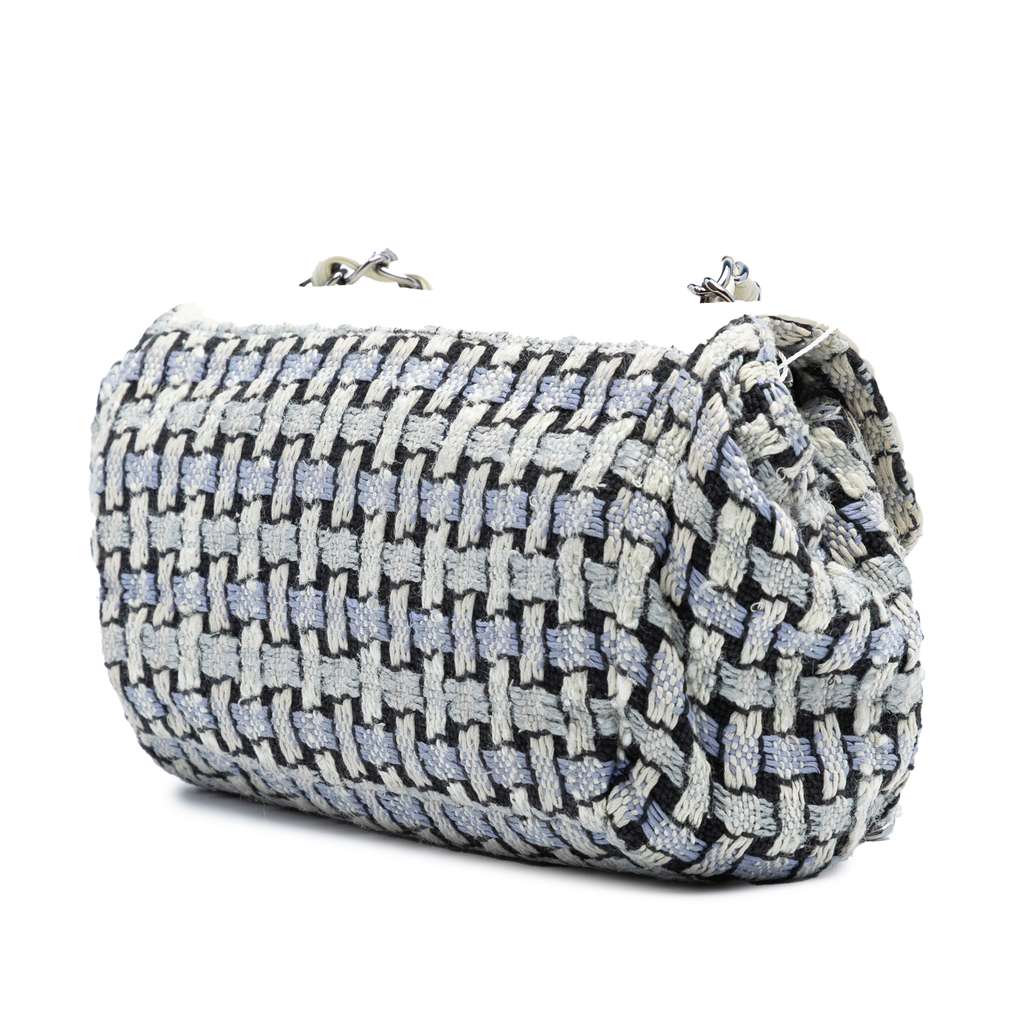 Chanel Tweed and Calfskin Woven Single Flap - Back view