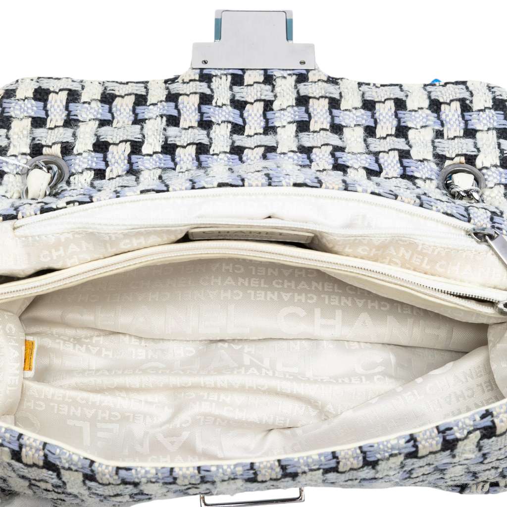 Chanel Tweed and Calfskin Woven Single Flap - 4