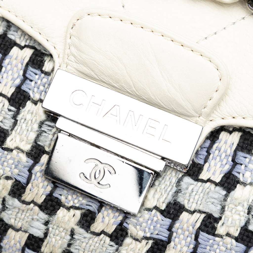 Chanel Tweed and Calfskin Woven Single Flap - Side view