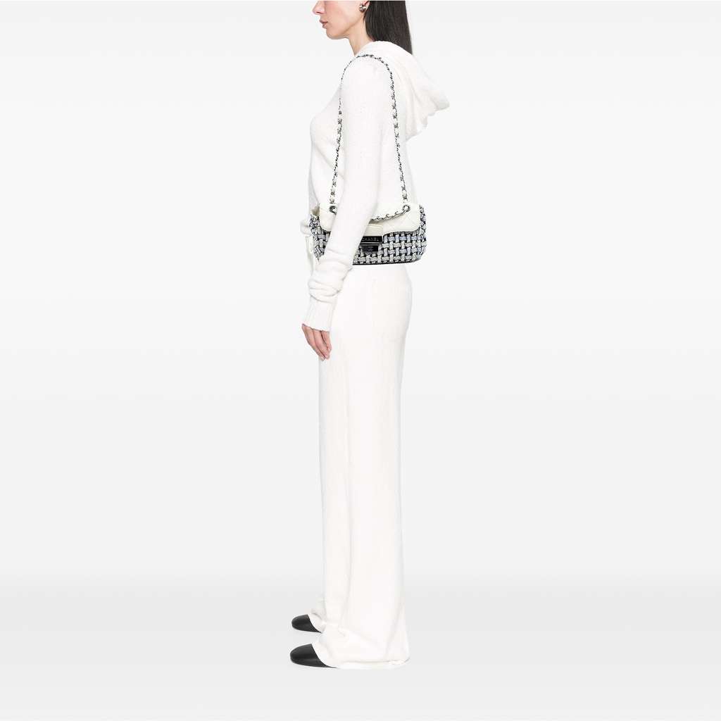 Chanel Tweed and Calfskin Woven Single Flap - Detail 2