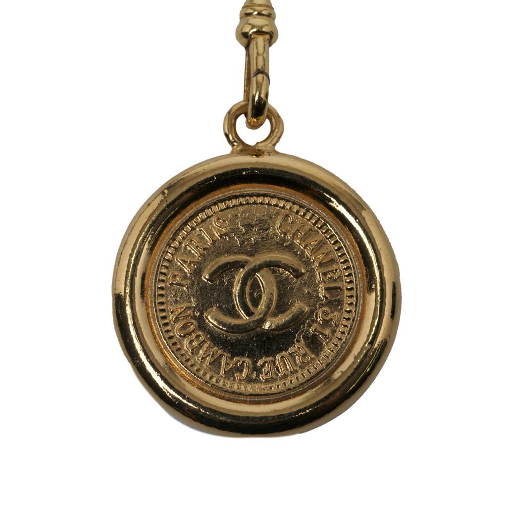 Chanel Gold Plated Medallion Leather Woven Chain Belt - Back view