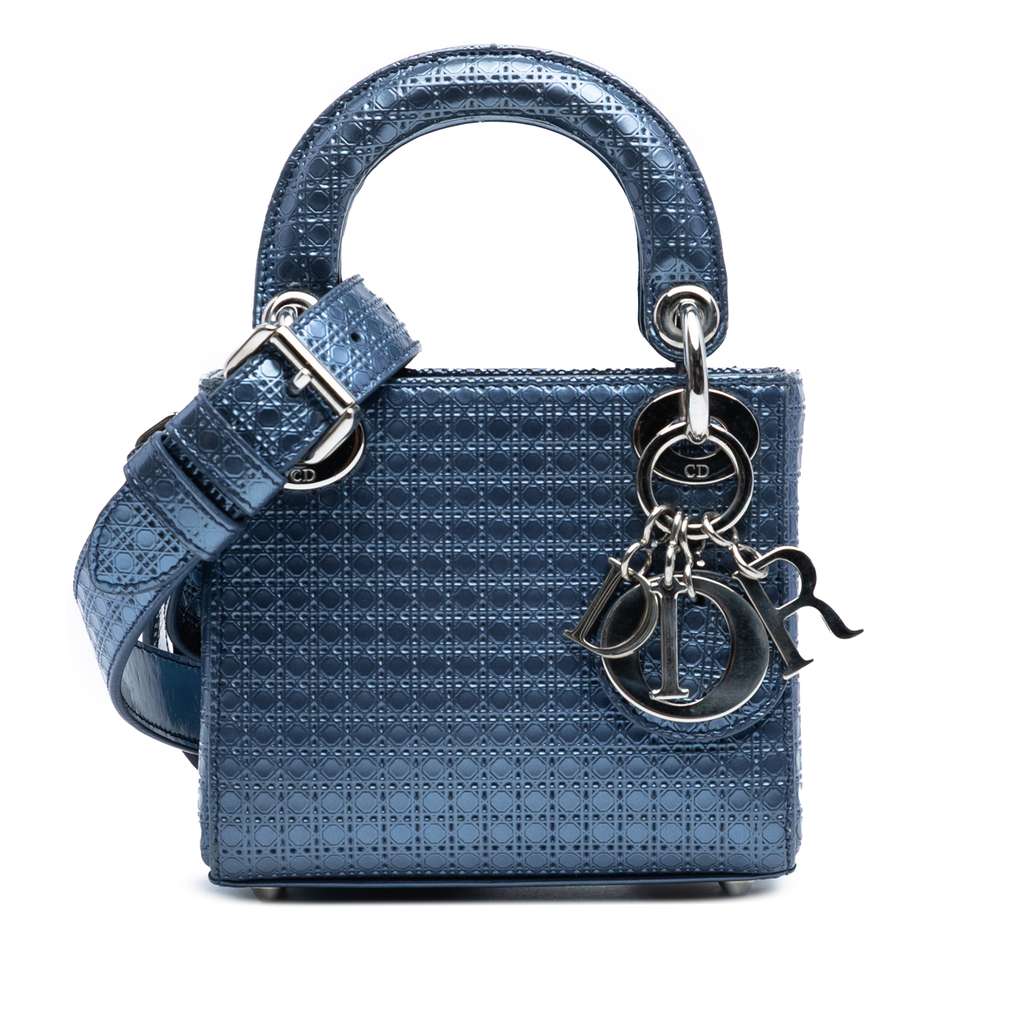 Dior Mini Metallic Patent Microcannage Lady Dior