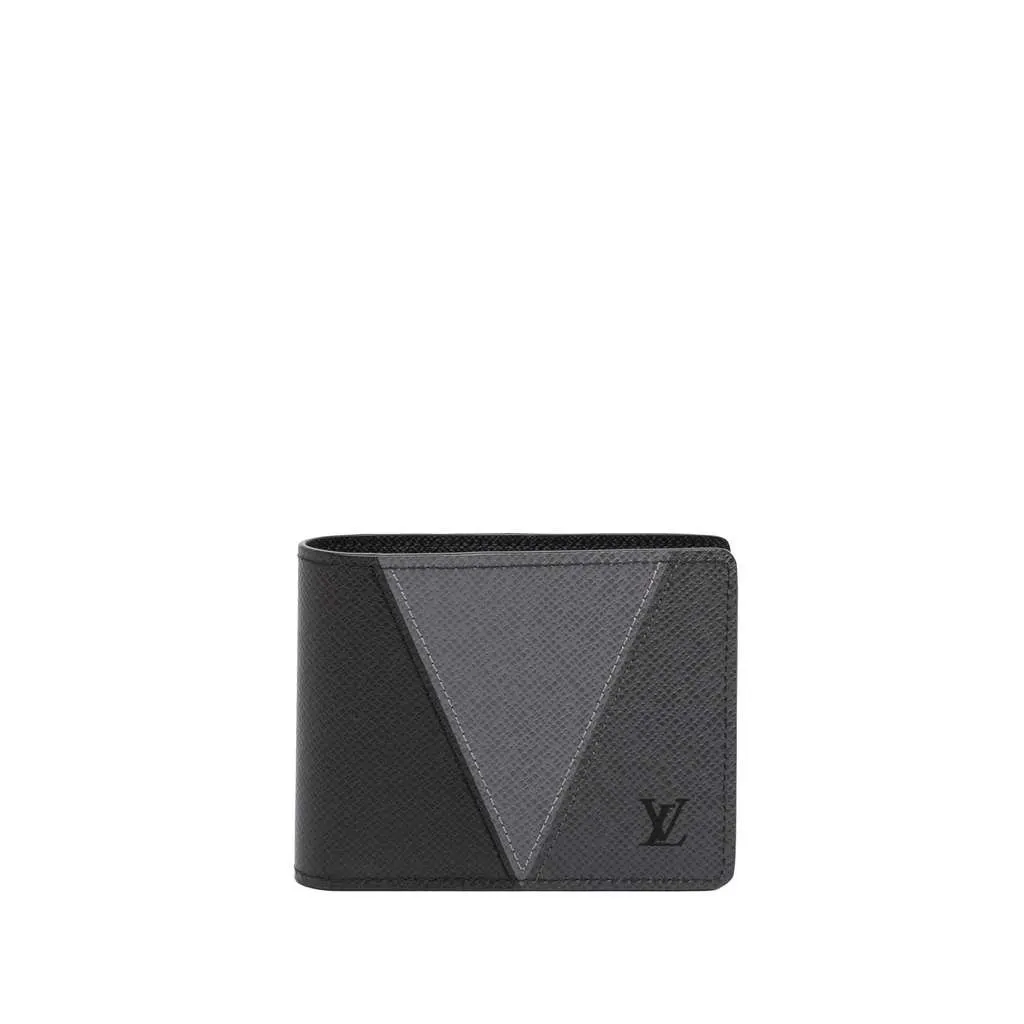 Louis Vuitton Tricolor Taiga Bifold Wallet Black Leather Good - Front View