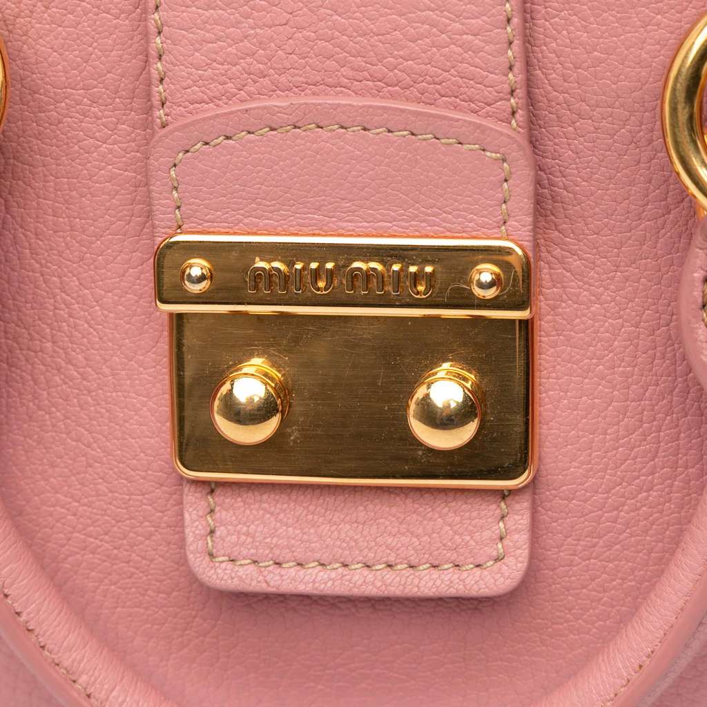 Miu Miu Goatskin Madras Satchel - Image 10