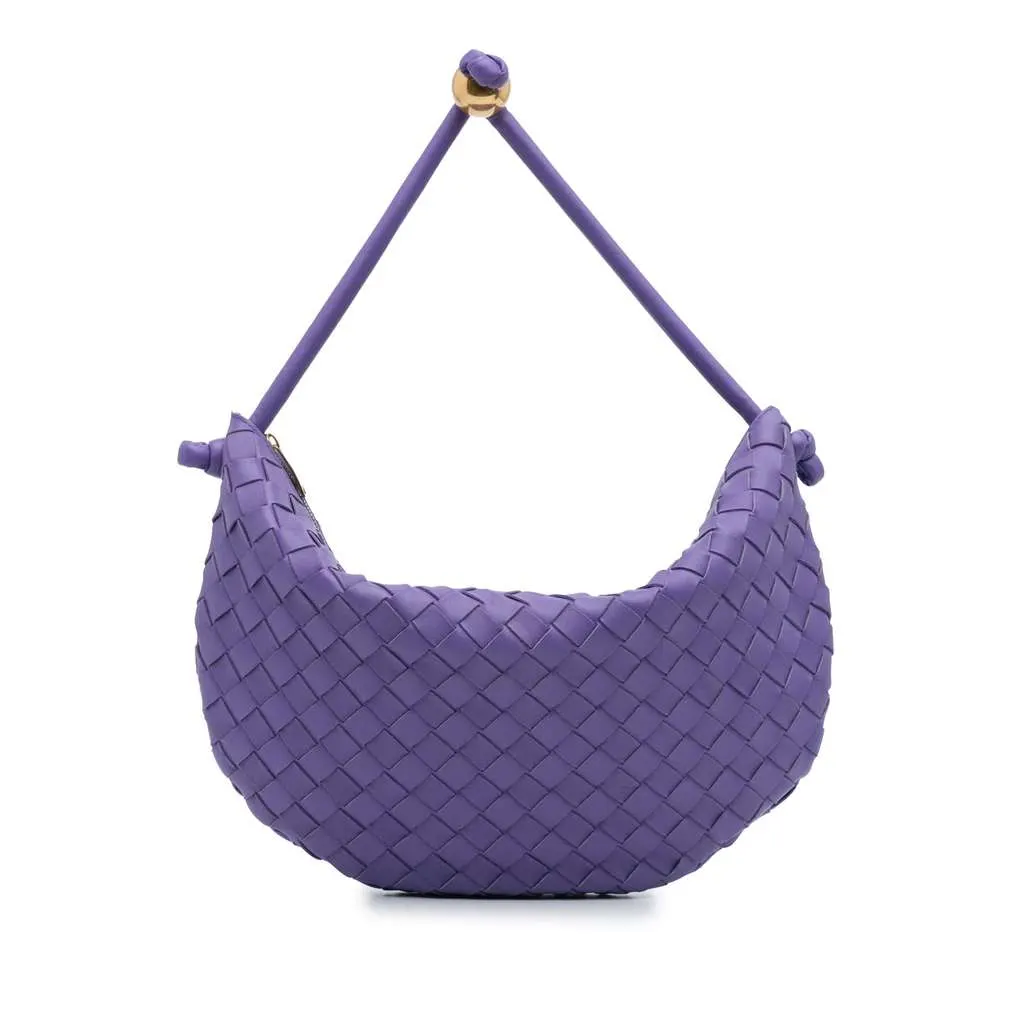 Bottega Veneta Small Nappa Intrecciato Turn Pouch Purple Leather Very good - Front View