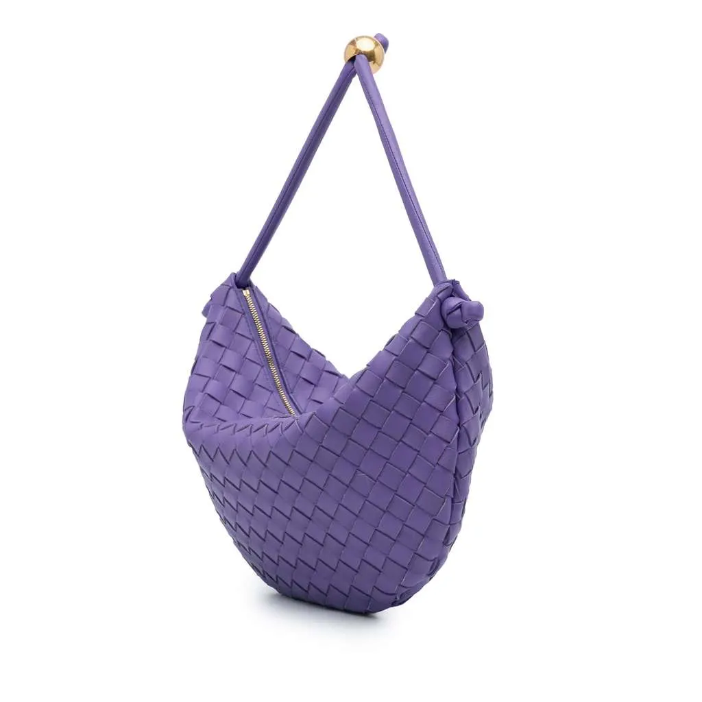 Bottega Veneta Small Nappa Intrecciato Turn Pouch Purple Leather Very good - Back View