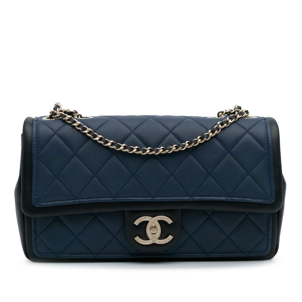 Chanel Medium Bicolor Calfskin Graphic Flap