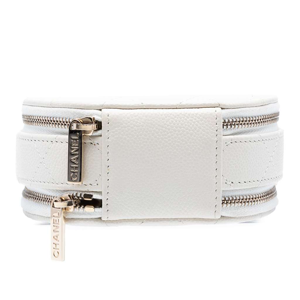 Chanel Quilted Caviar Handle With Care Round Vanity Case with Chain - Image 6