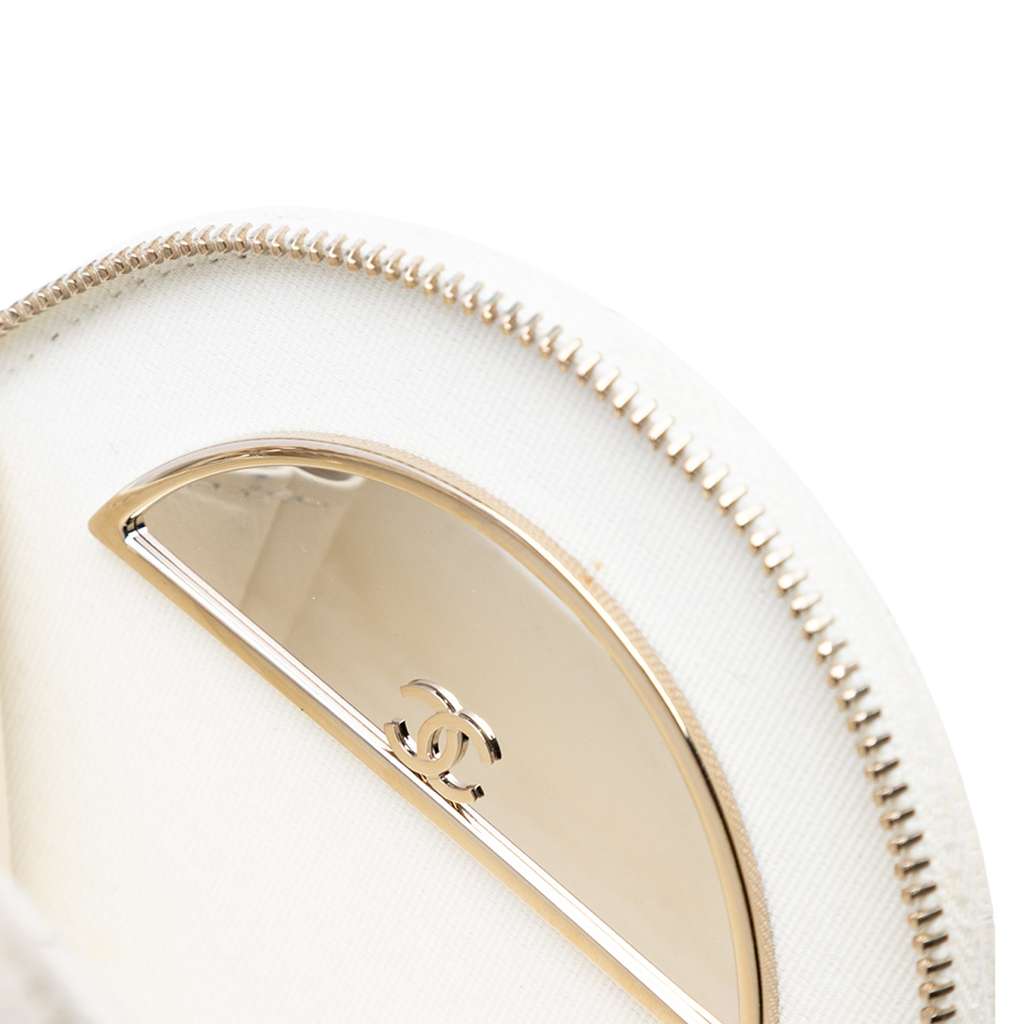 Chanel Quilted Caviar Handle With Care Round Vanity Case with Chain - Detail 2