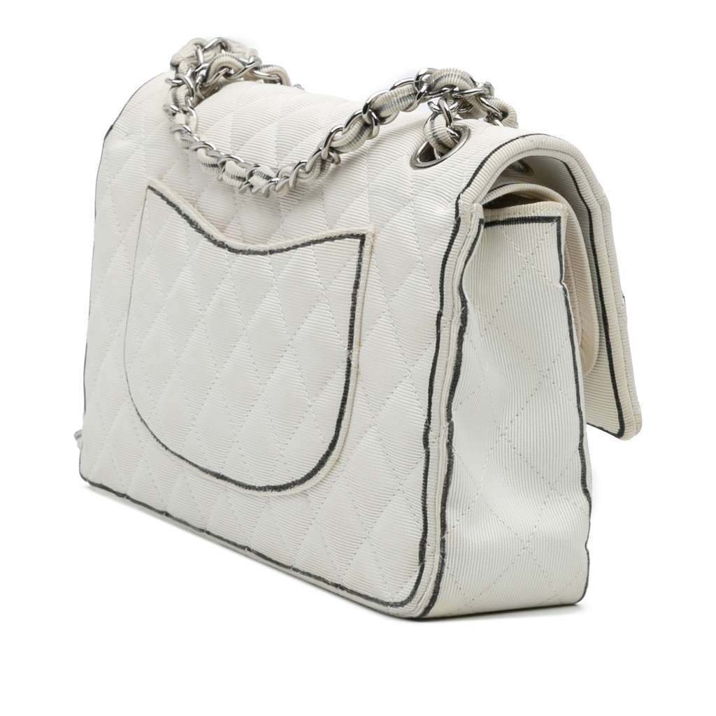 Chanel Medium Classic Printed Grosgrain Double Flap - Back view