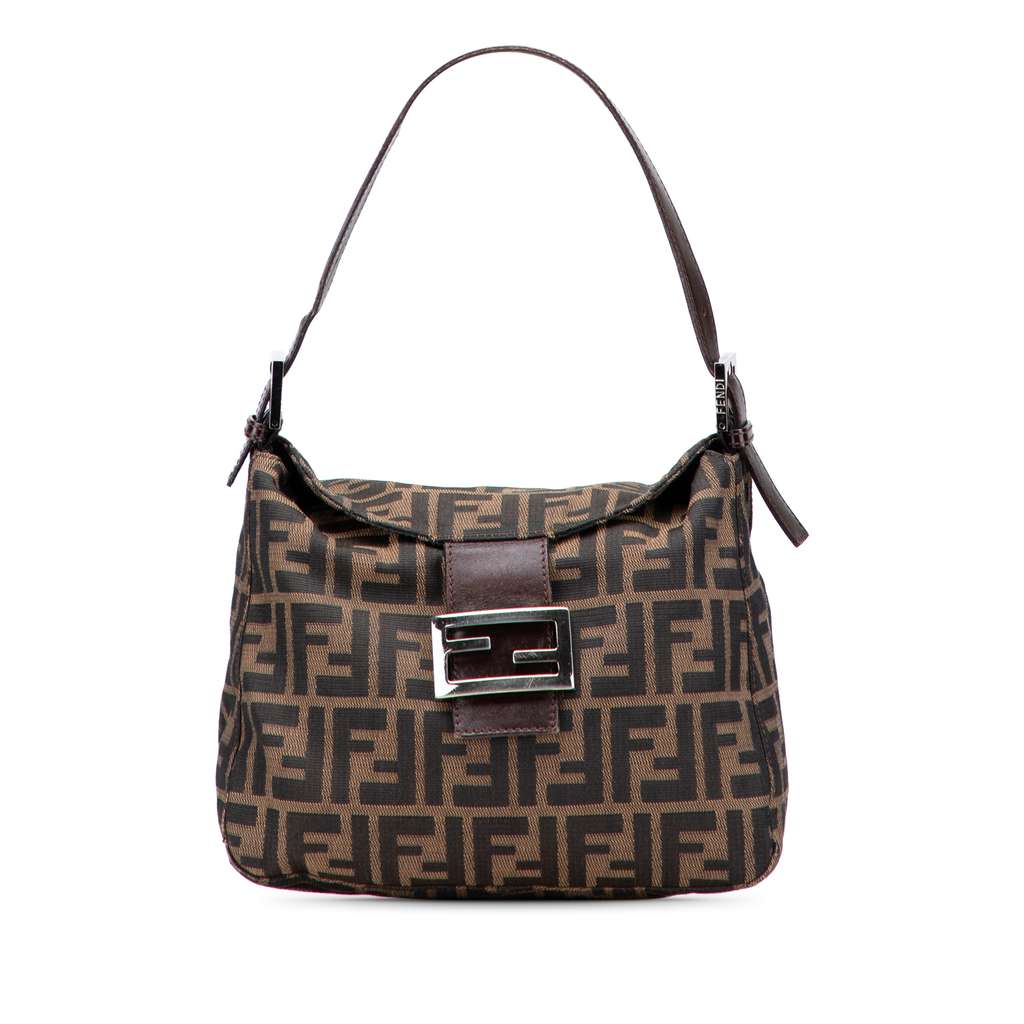 Fendi Zucca Canvas Double Flap Shoulder Bag