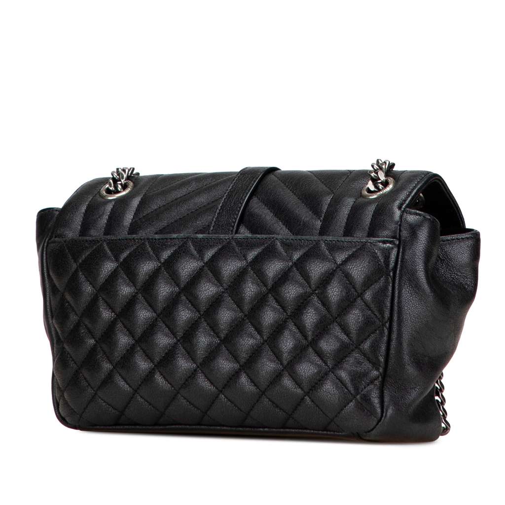 Saint Laurent Medium Sheepskin Triquilt Monogram College Bag - Back view