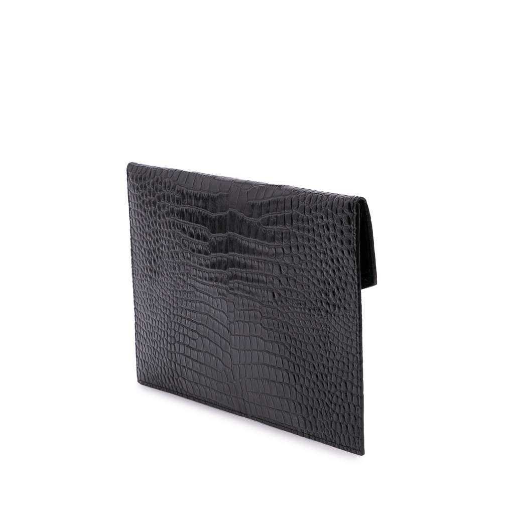 Saint Laurent Croc Embossed Patent Leather Uptown Pouch - 2