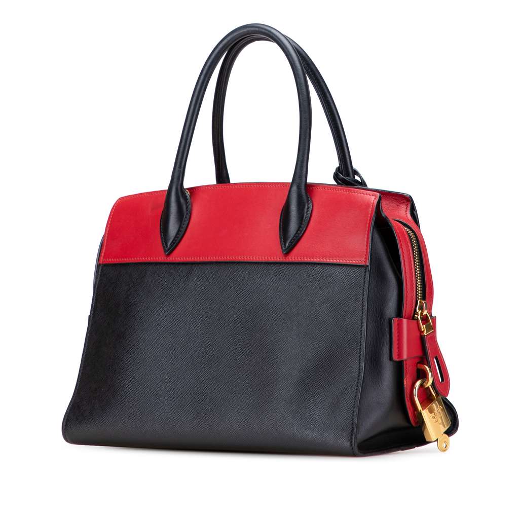 Prada Saffiano and City Calf Esplanade Satchel - Back view