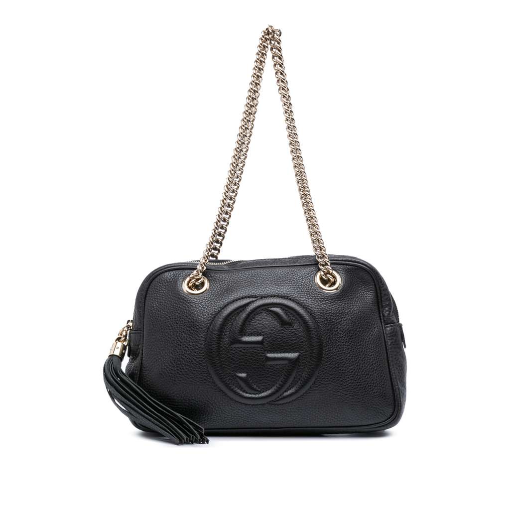 Gucci Pebbled Leather Soho Chain Zip Shoulder Bag